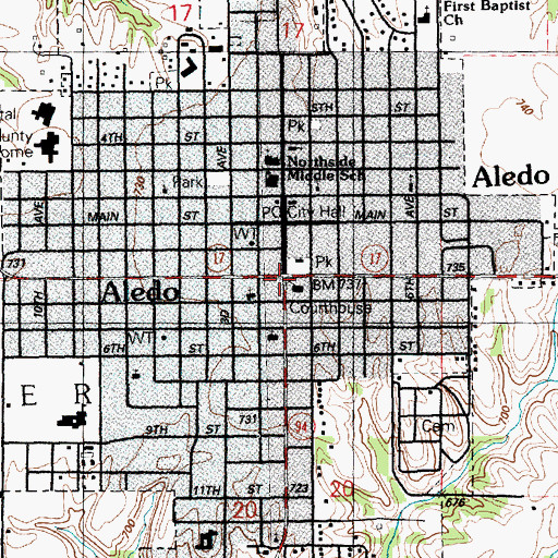 Topographic Map of Aledo, IL
