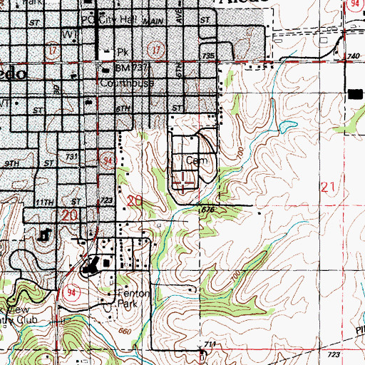 Topographic Map of Aledo Cemetery, IL