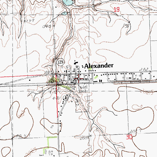Topographic Map of Alexander, IL