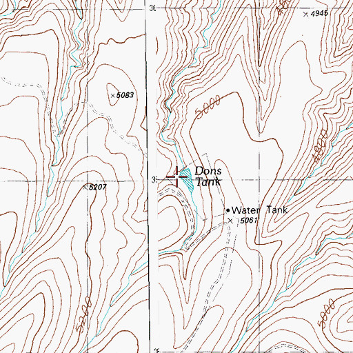 Topographic Map of Dons Tank, AZ