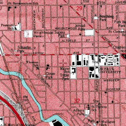 Topographic Map of Alexian Hospital, IL