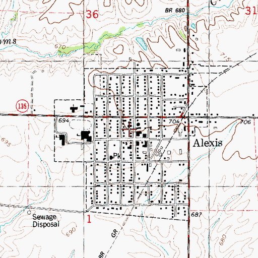 Topographic Map of Alexis, IL
