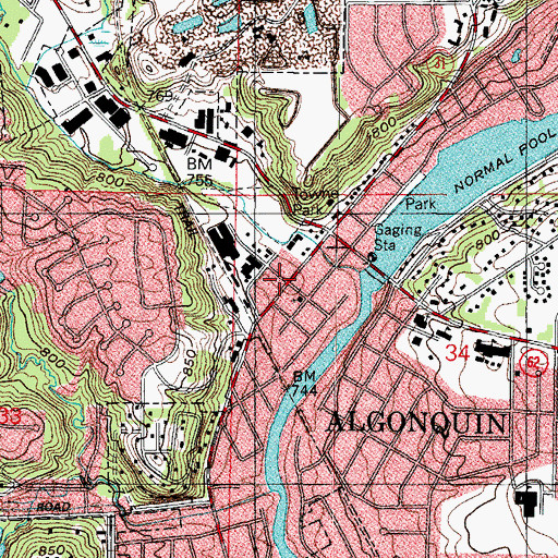 Topographic Map of Algonquin, IL