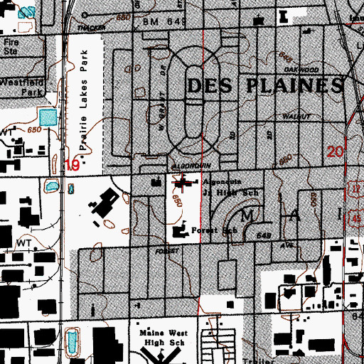 Topographic Map of Algonquin Middle School, IL
