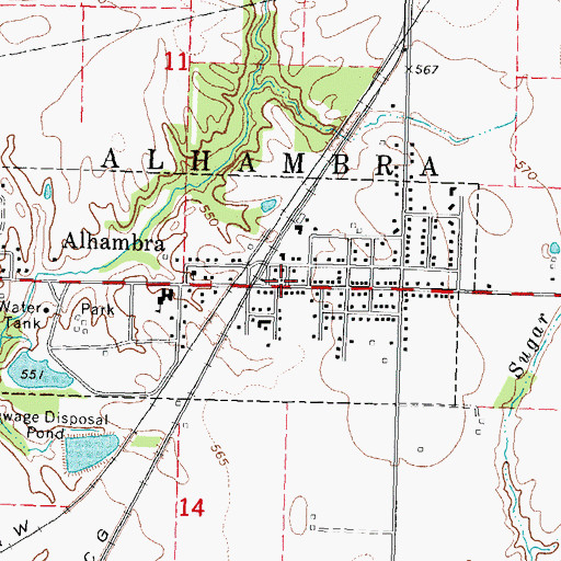 Topographic Map of Alhambra, IL