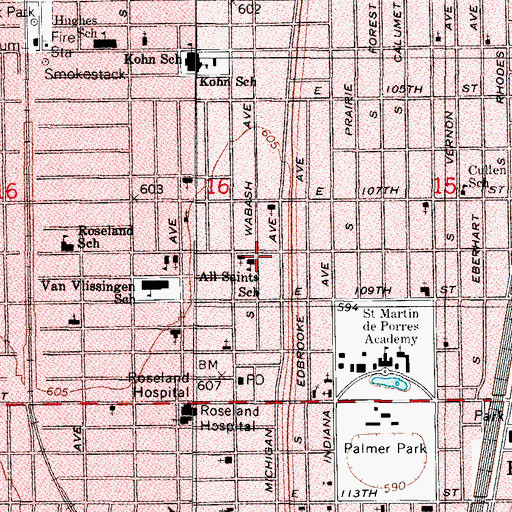 Topographic Map of All Saints School, IL