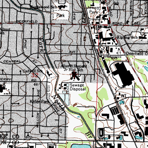 Topographic Map of Alan B Shepard Middle School, IL