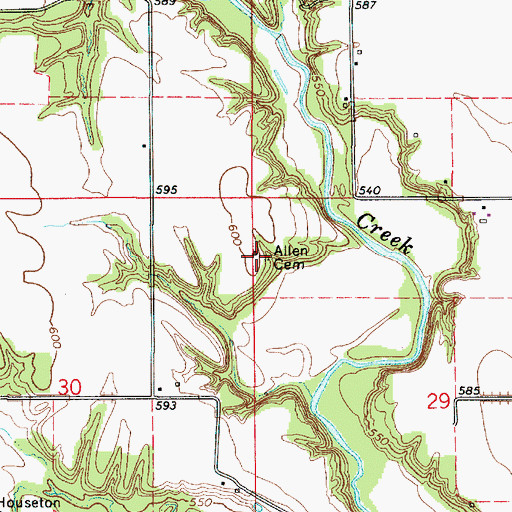 Topographic Map of Allen Cemetery, IL