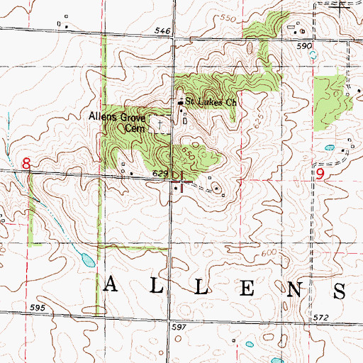 Topographic Map of Allen Grove School (historical), IL