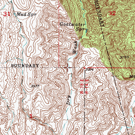 Topographic Map of Goatwater Spring, AZ