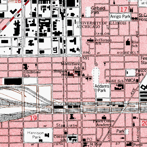 Topographic Map of Allen School, IL