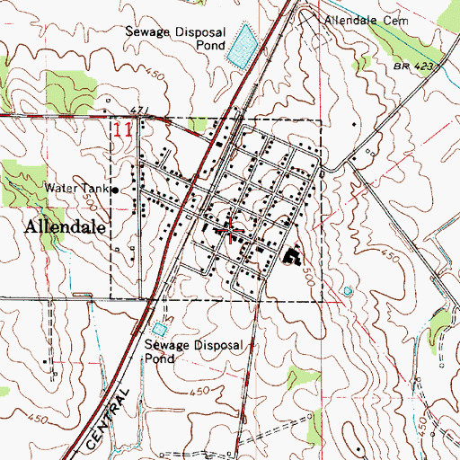 Topographic Map of Allendale, IL
