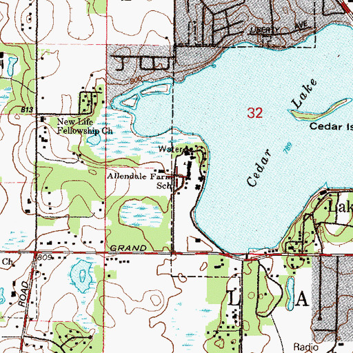Topographic Map of Allendale School, IL