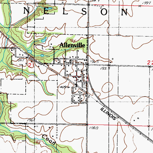 Topographic Map of Allenville, IL