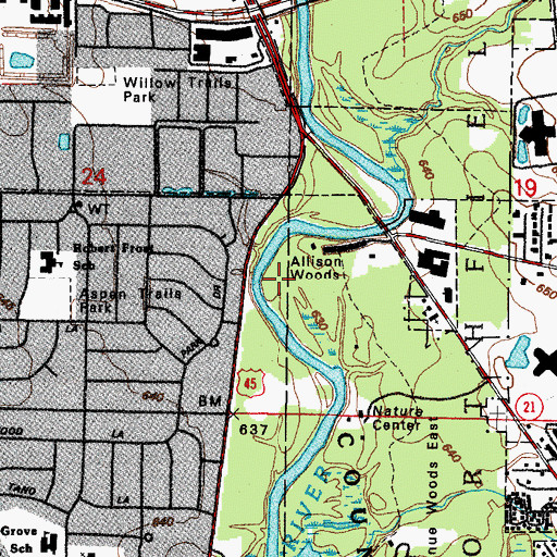 Topographic Map of Allison Woods, IL