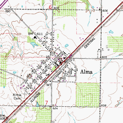Topographic Map of Alma, IL