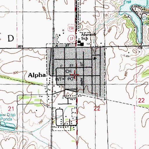 Topographic Map of Alpha, IL