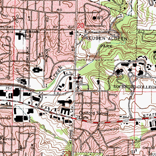 Topographic Map of Alpine Christian School, IL