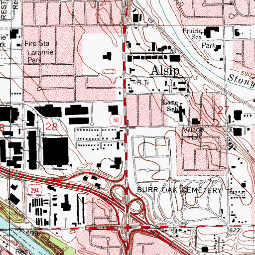 Topographic Map of Alsip, IL