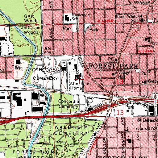 Topographic Map of Altenheim Home, IL