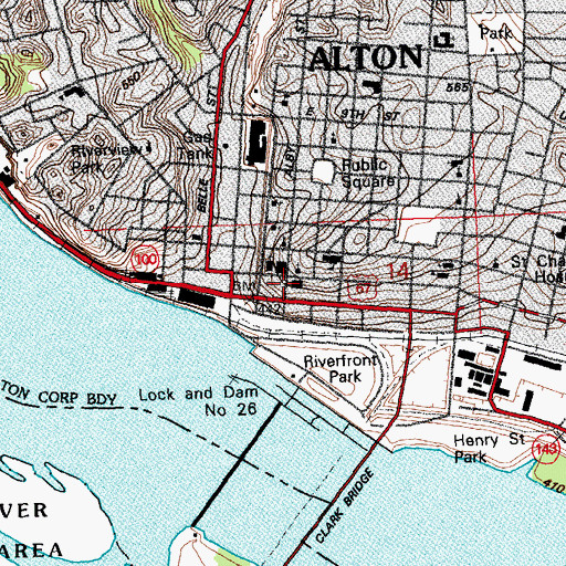 Topographic Map of Alton, IL