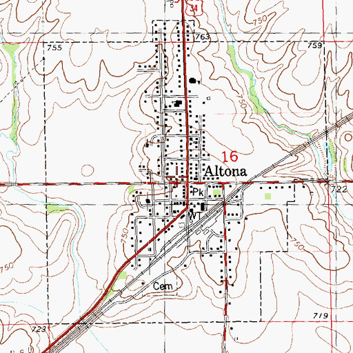 Topographic Map of Altona, IL