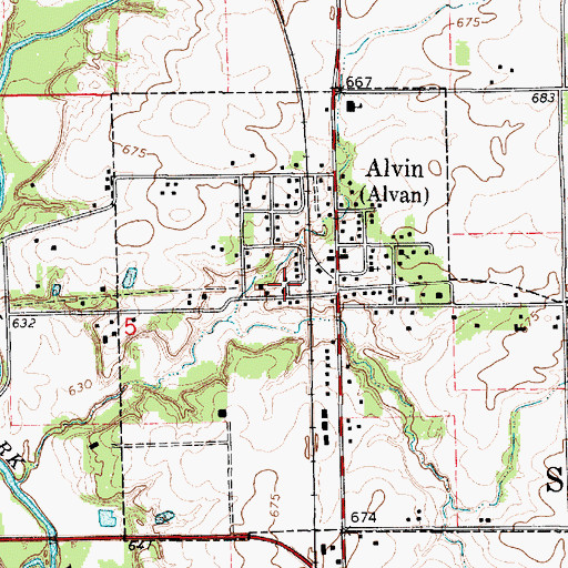 Topographic Map of Alvin, IL