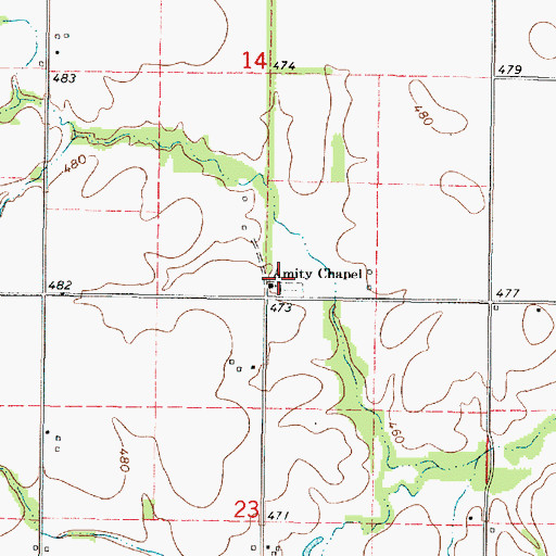 Topographic Map of Amity Chapel, IL