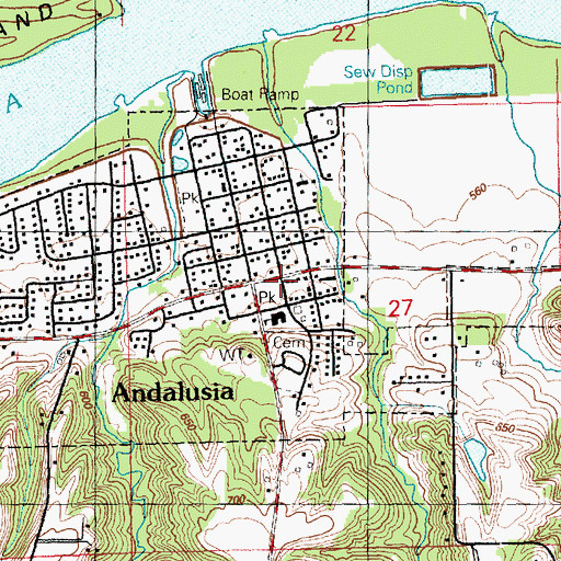 Topographic Map of Andalusia, IL