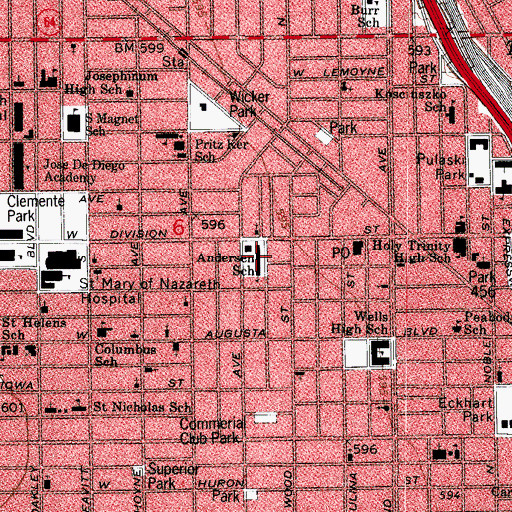 Topographic Map of Andersen Elementary School, IL