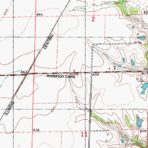 Topographic Map of Anderson Cemetery, IL