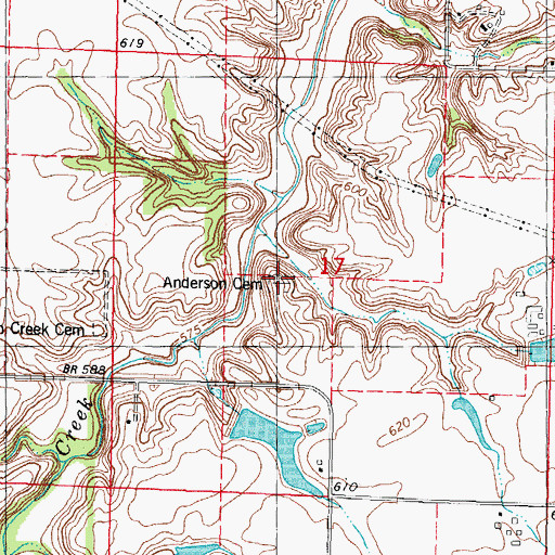 Topographic Map of Anderson Cemetery, IL