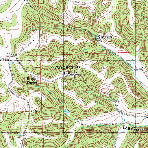 Topographic Map of Anderson Hill, IL