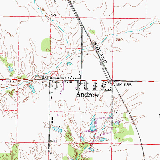 Topographic Map of Andrew, IL