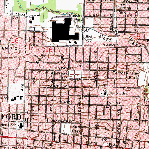 Topographic Map of Andrews Park, IL
