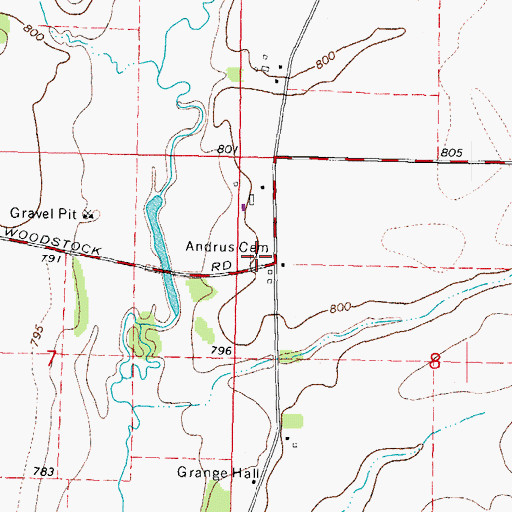 Topographic Map of Andrus Cemetery, IL