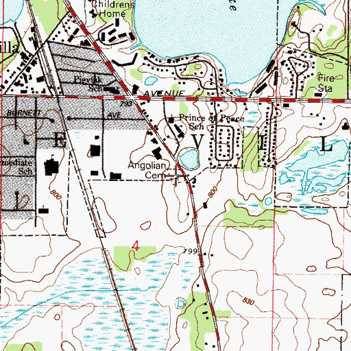 Topographic Map of Angola Cemetery, IL
