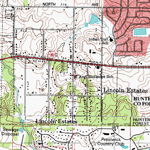 Topographic Map of Ann Rutledge School, IL