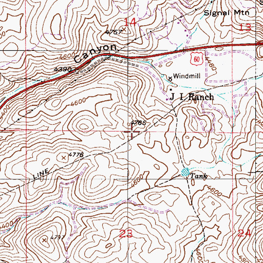 Topographic Map of Headquarters Tank, AZ