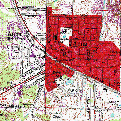 Topographic Map of Anna, IL