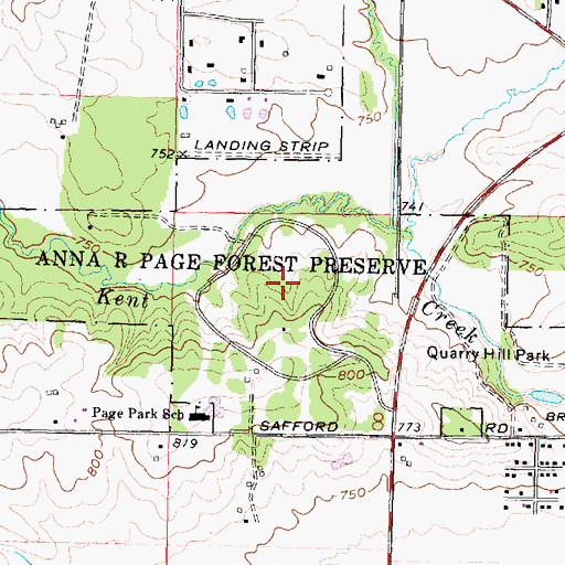 Topographic Map of Anna R Page Forest Preserve, IL