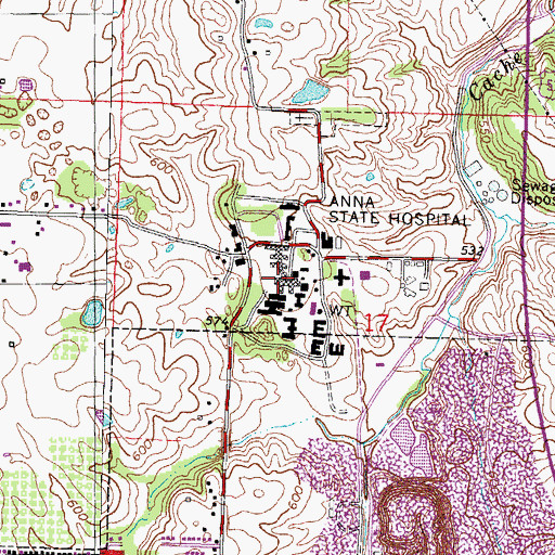 Topographic Map of Clyde L Choate Mental Health and Development Center, IL