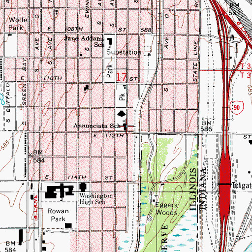 Topographic Map of Annunciata School, IL