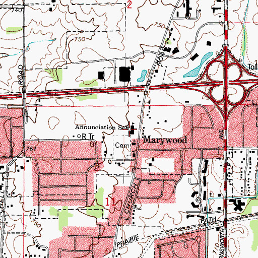 Topographic Map of Annunciation School, IL