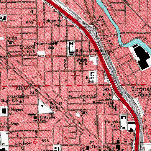 Topographic Map of Annunciation School, IL
