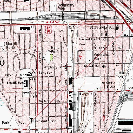 Topographic Map of Anthony School, IL