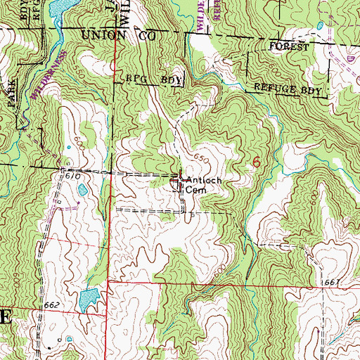 Topographic Map of Antioch Cemetery, IL