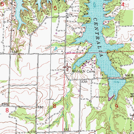 Topographic Map of Antioch Cemetery, IL