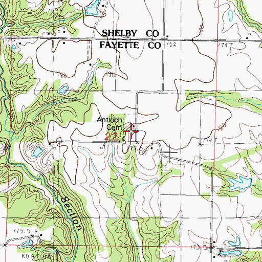 Topographic Map of Antioch Cemetery, IL
