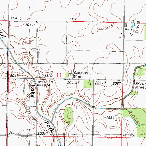 Topographic Map of Antioch Cemetery, IL